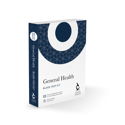 General Health Blood Test Kit packaging on a white background