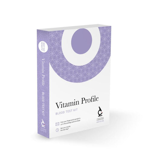 Vitamin Profile blood test kit packaging on a white background